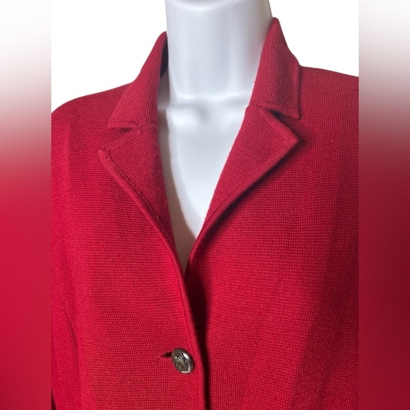 Lauren Ralph Lauren Red Merino Wool Relaxed Knit Sweater Blazer Business Career - Picture 3 of 12